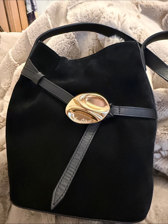 Sam Edelman Handbags - Sam Edelman Black Suede Shoulder Bag with Gold-Tone Accent